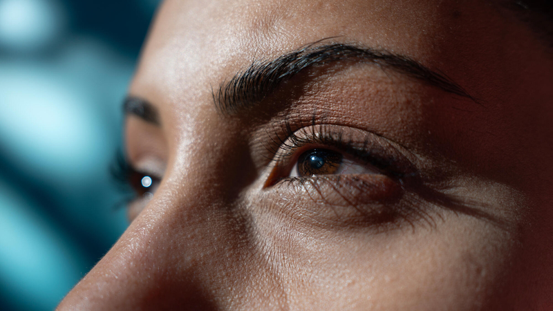 close up of woman's eyes